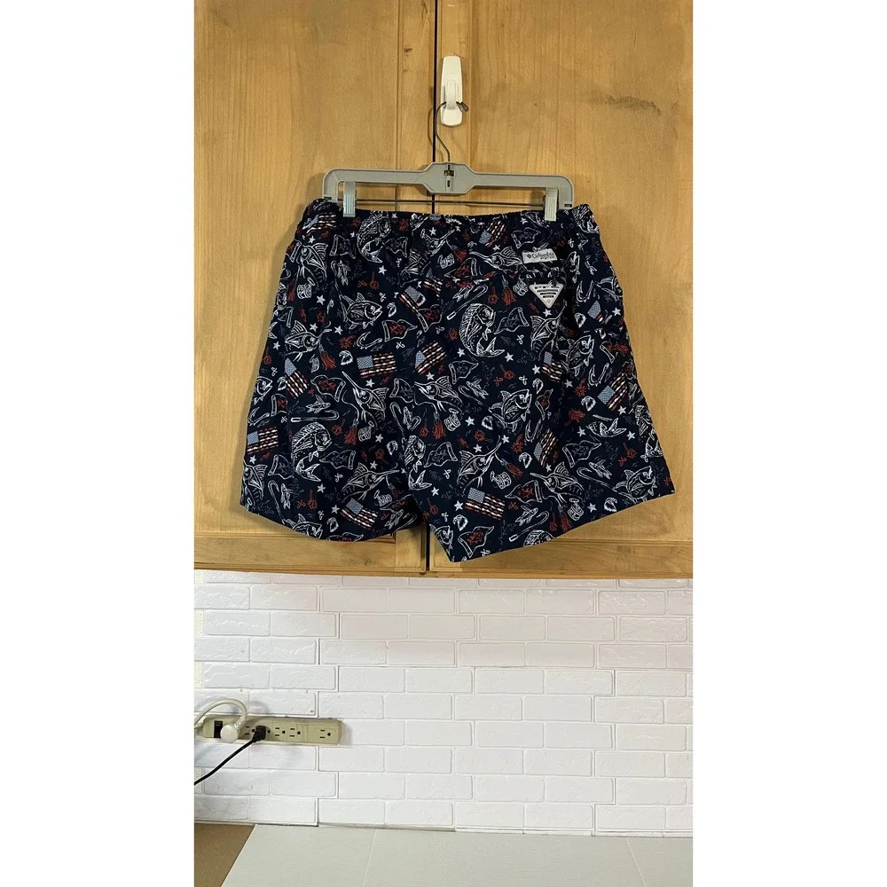 Columbia PFG Swim Trunks Men's XL Navy Blue‎ Patriotic Fishing Shorts